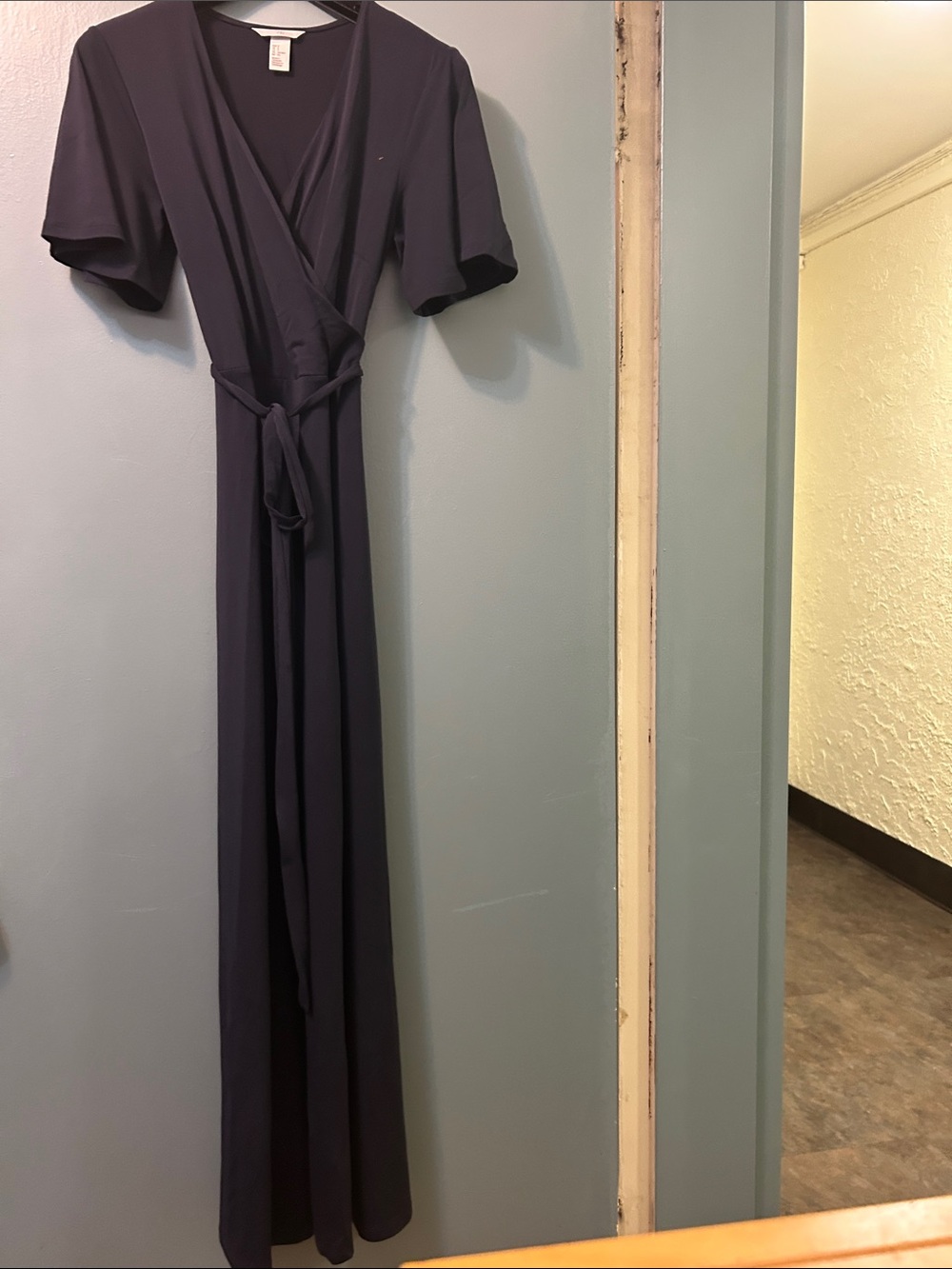 H&M Dark Navy Wrap Maxi Dress with Tie Waist